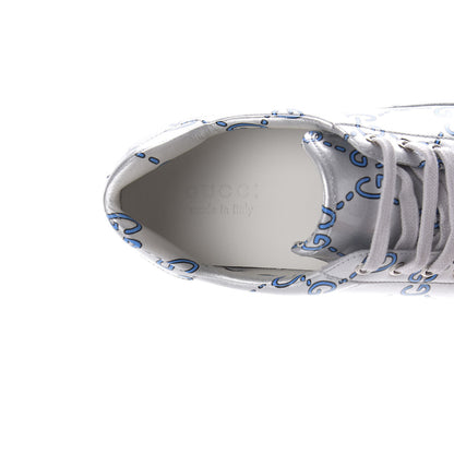 Gucci Miro Rubber Wax GucciGhost Print Mens New Ace Sneakers 8.5 Silver 7 of 10