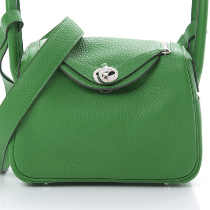 Hermes Taurillon Clemence Mini Lindy 20 Bambou 8 of 11