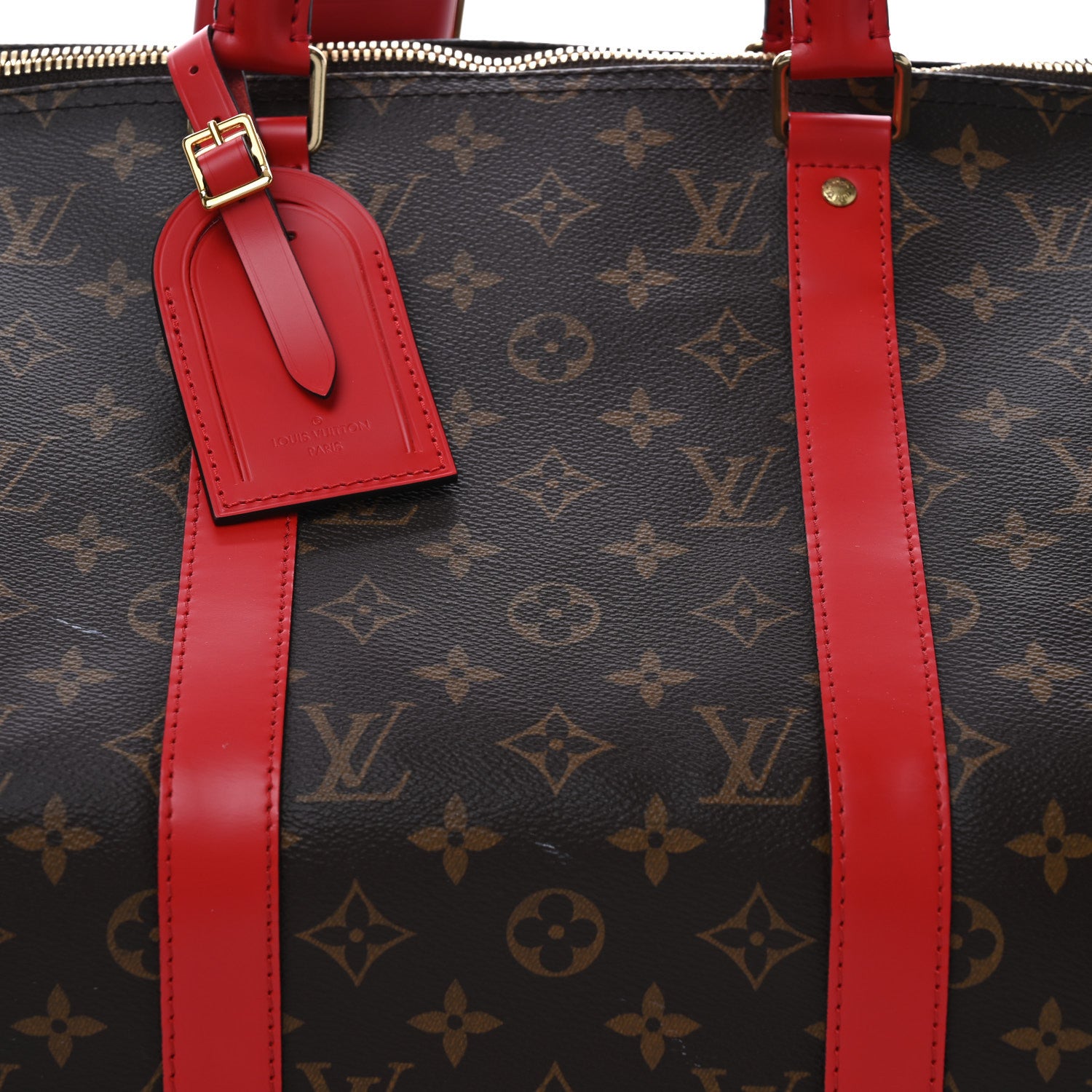 Louis Vuitton Calfskin Monogram Keepall Bandouliere 50 Coquelicot 6 of 8