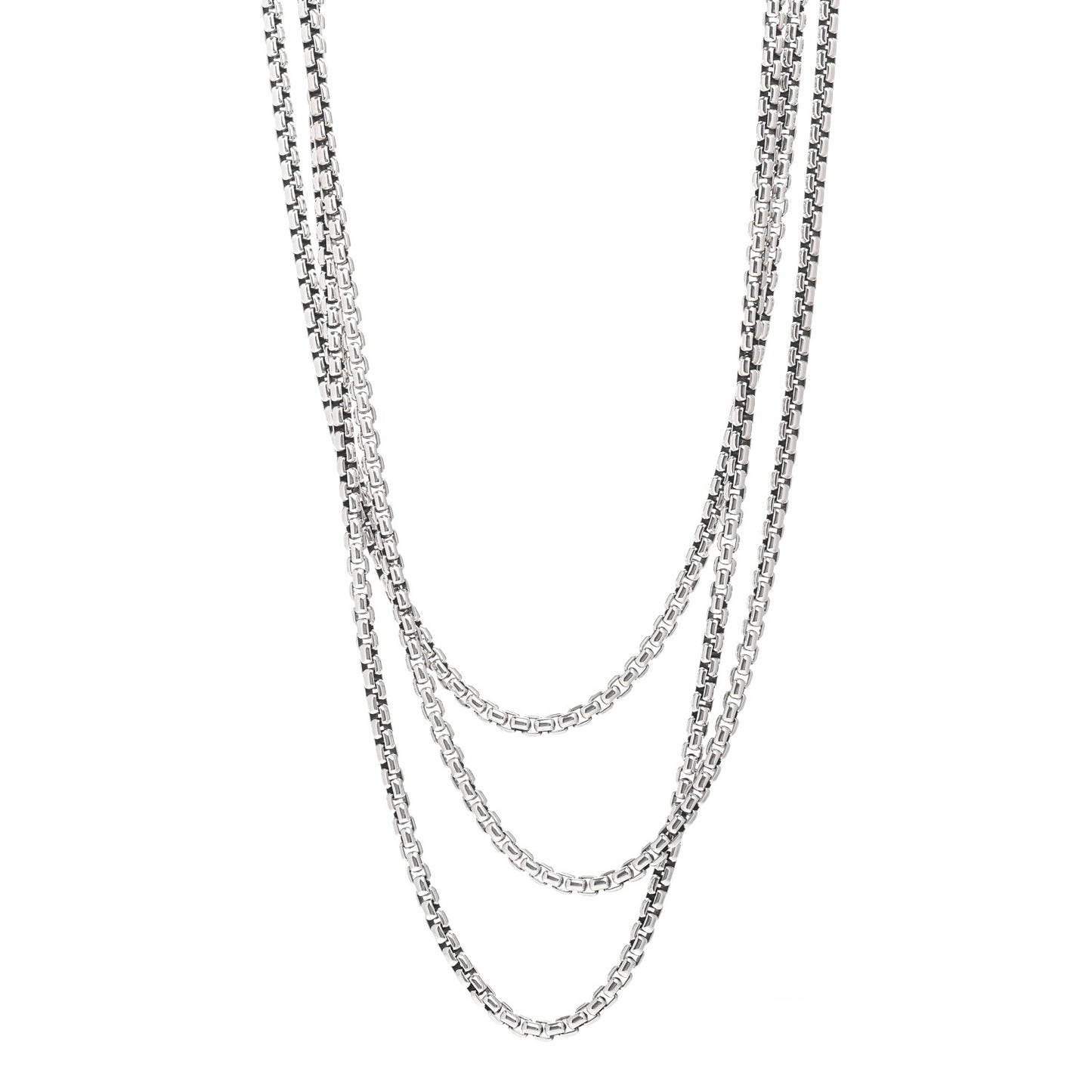 Sterling Silver 14K Yellow Gold 3.6mm Medium Box Chain Necklace 72"