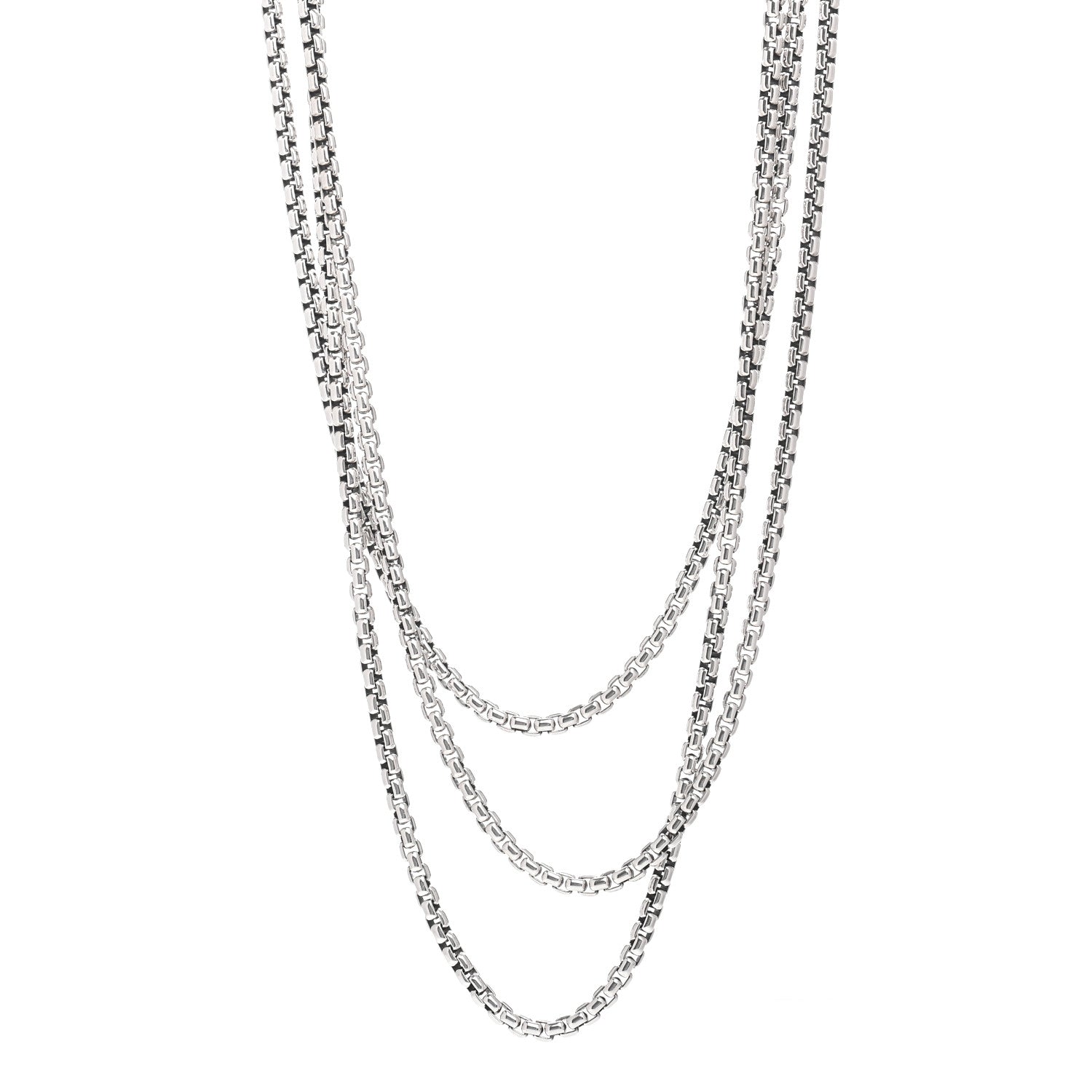 David Yurman Sterling Silver 14K Yellow Gold 3.6mm Medium Box Chain Necklace 72" 1 of 4