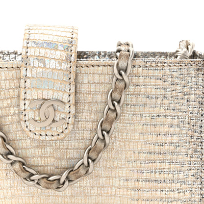 Chanel Iridescent Lizard Phone Holder Crossbody Silver 8 of 12