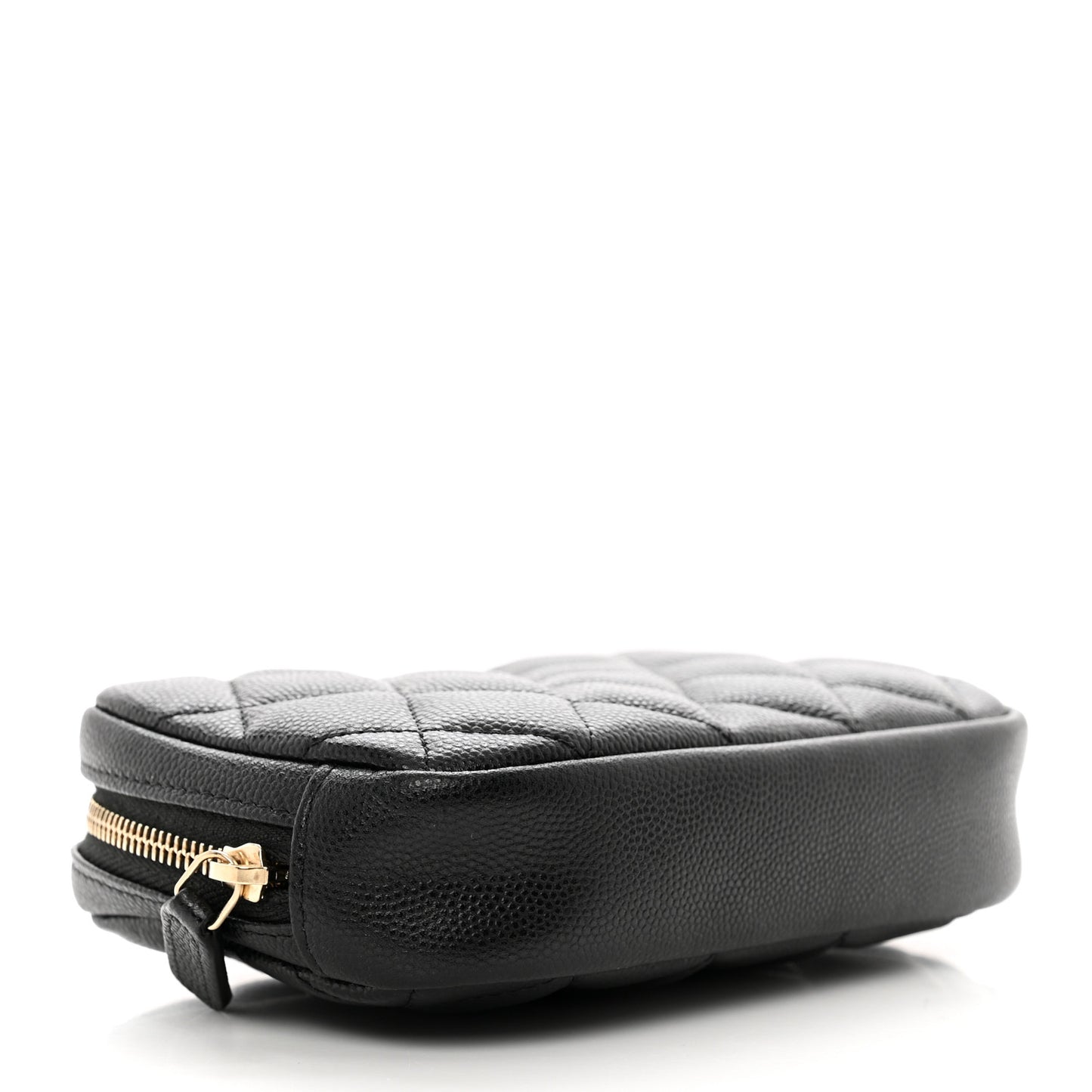 Caviar Quilted Curvy Pouch Cosmetic Case Black