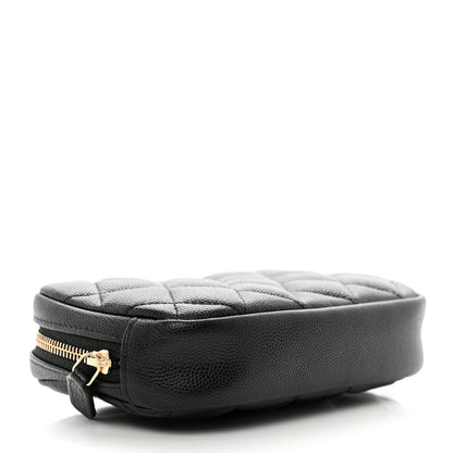 Chanel Caviar Quilted Curvy Pouch Cosmetic Case Black 4 of 8