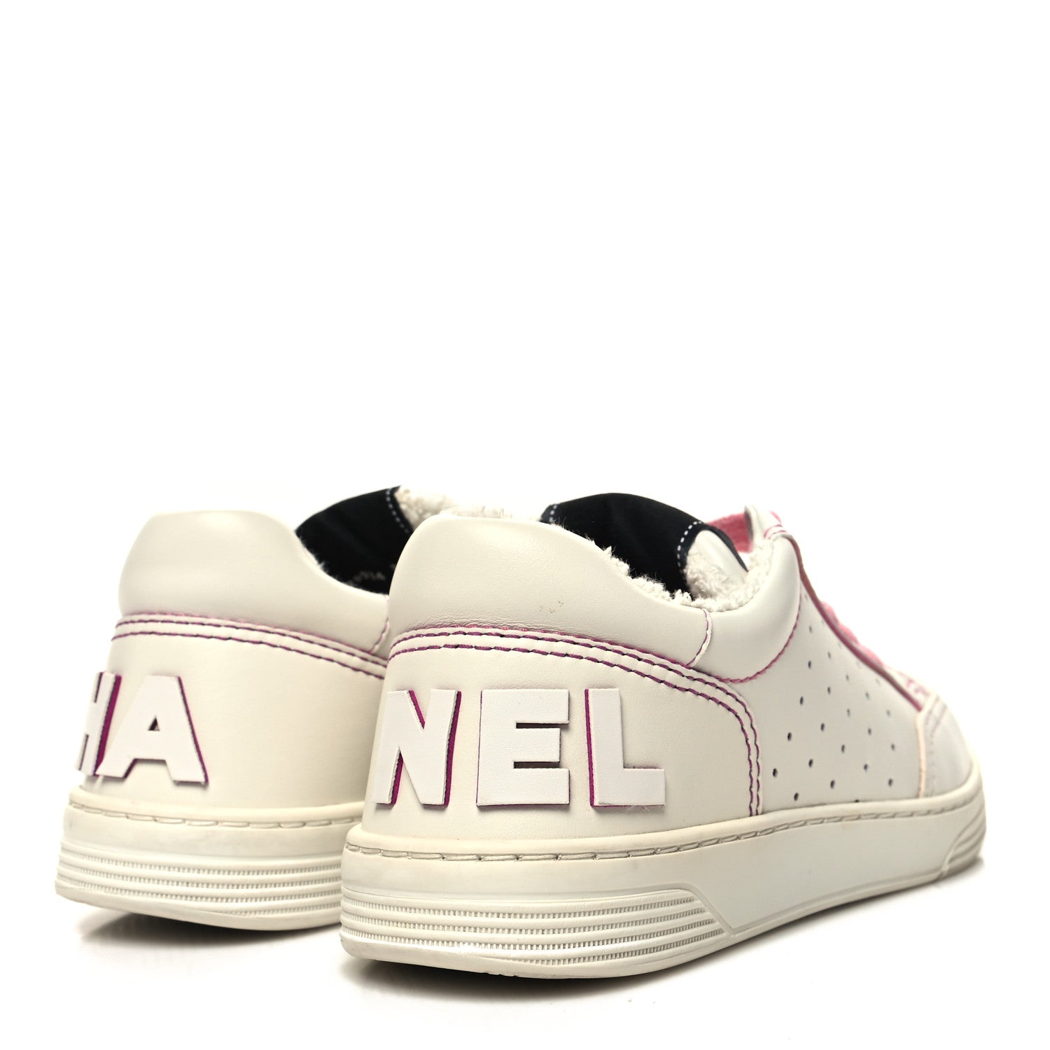 Chanel Calfskin Womens Logo Sneakers 35.5 White Pink 4 of 10