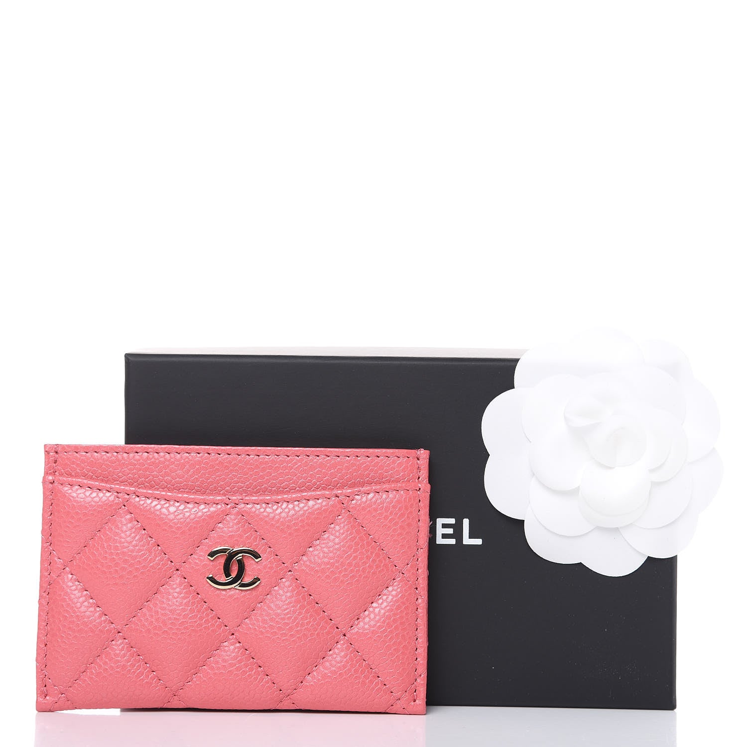 Chanel Metallic Caviar Quilted Card Holder Pink 9 of 9