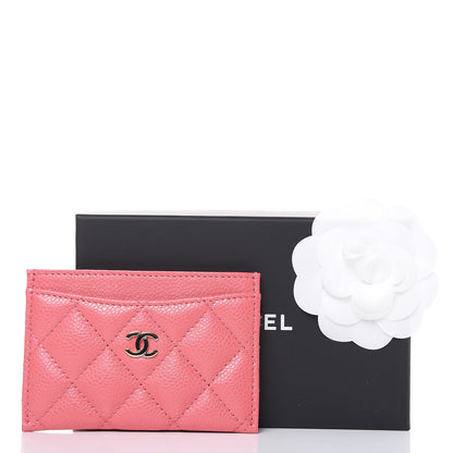 Chanel Metallic Caviar Quilted Card Holder Pink 9 of 9