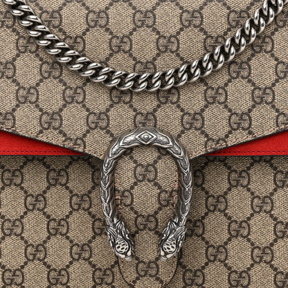 Gucci GG Supreme Monogram Suede Cudu Medium Dionysus Shoulder Bag Beige Ebony Vulcanic Red 7 of 13