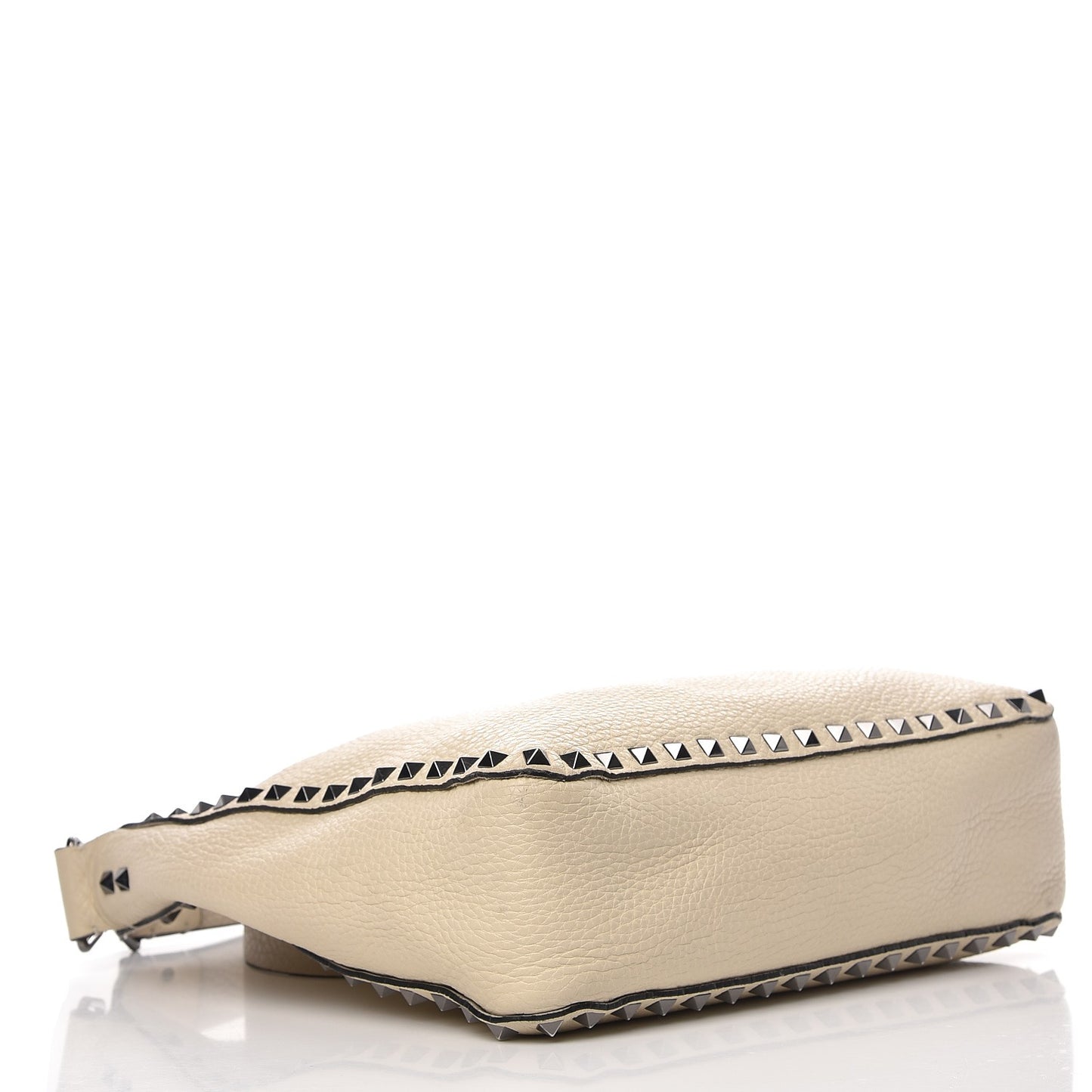 Pebbled Calfskin Small Rockstud Flip-Lock Messenger Bag Light Ivory