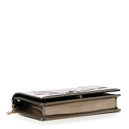 Christian Dior Metallic Patent Micro-Cannage Diorama Wallet on Chain Pouch Gold 3 of 4