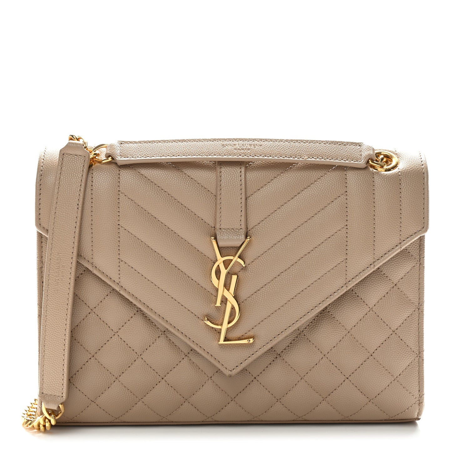 Grain De Poudre Textured Mixed Matelasse Medium Triquilt Monogram Satchel Dark Beige