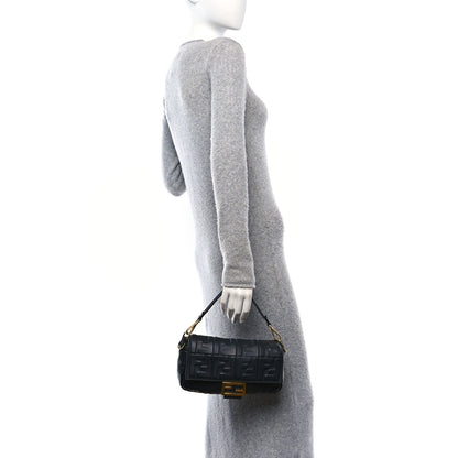 Fendi Nappa FF 1974 Embossed Baguette Black 2 of 13