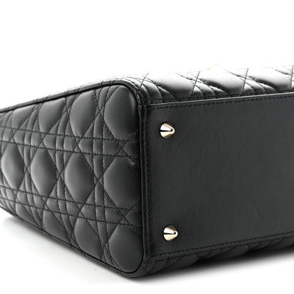 Christian Dior Lambskin Cannage Medium Lady Dior Black 9 of 11