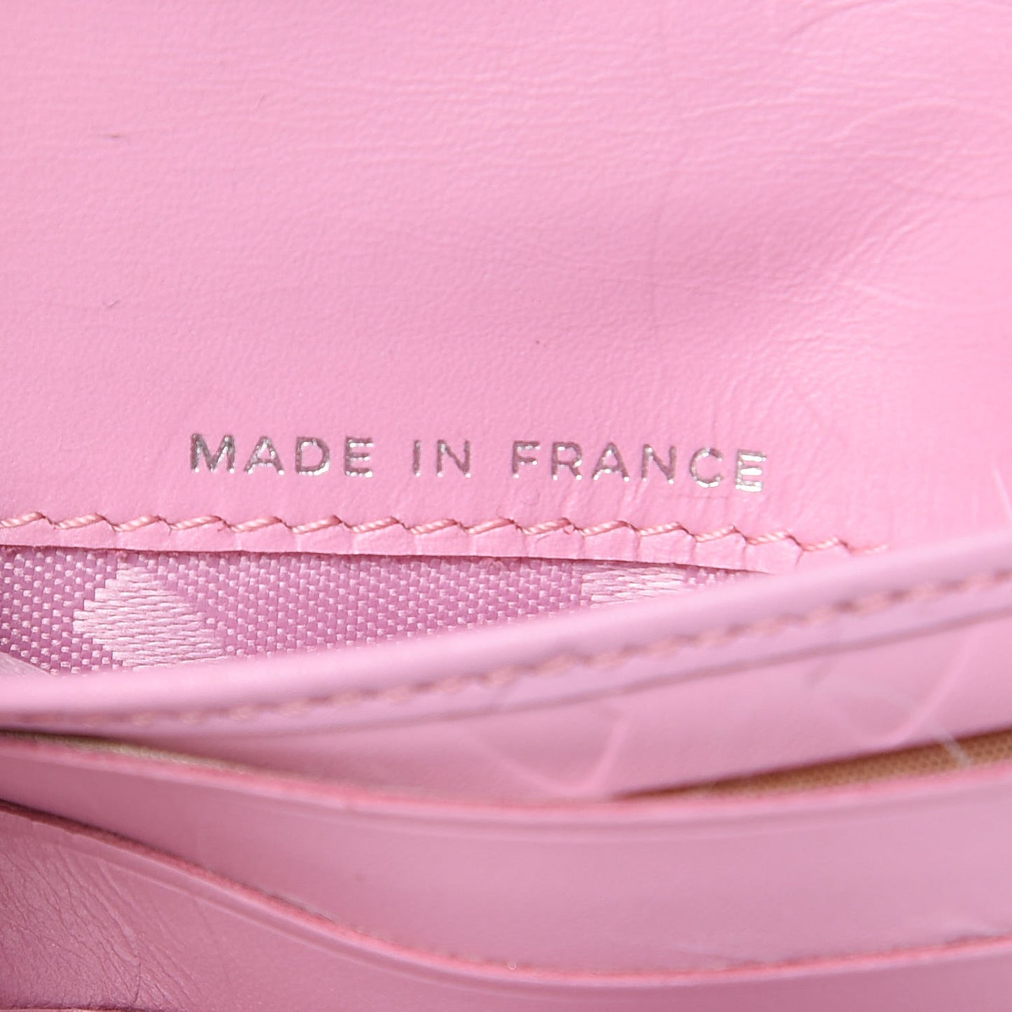 Calfskin Quilted Cambon Bi-Fold Wallet Pink Black