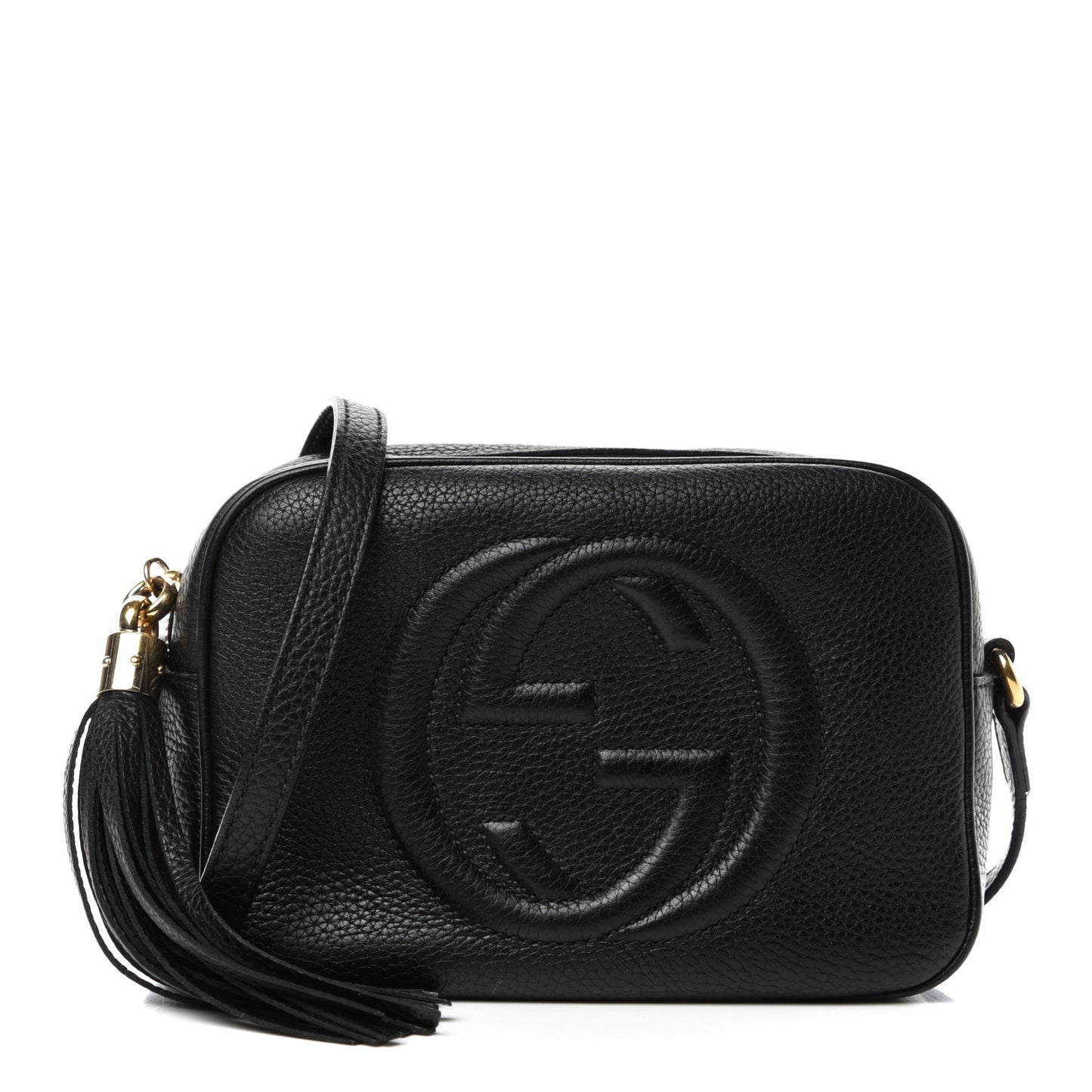 Pebbled Calfskin Small Soho Disco Bag Black
