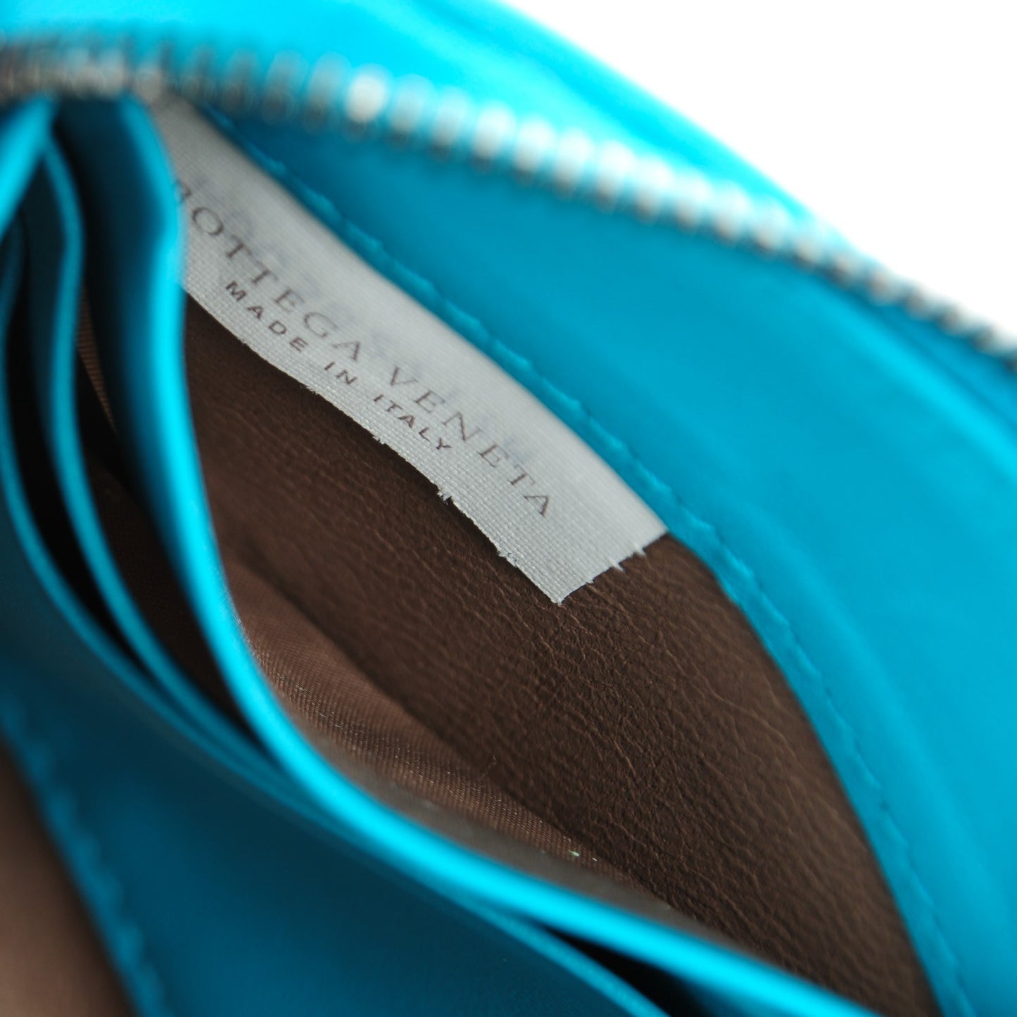 Nappa Intrecciato Zip Around Wallet Turquoise