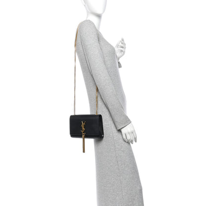 Saint Laurent Grain De Poudre Small Classic Monogram Kate Tassel Satchel Black 2 of 11