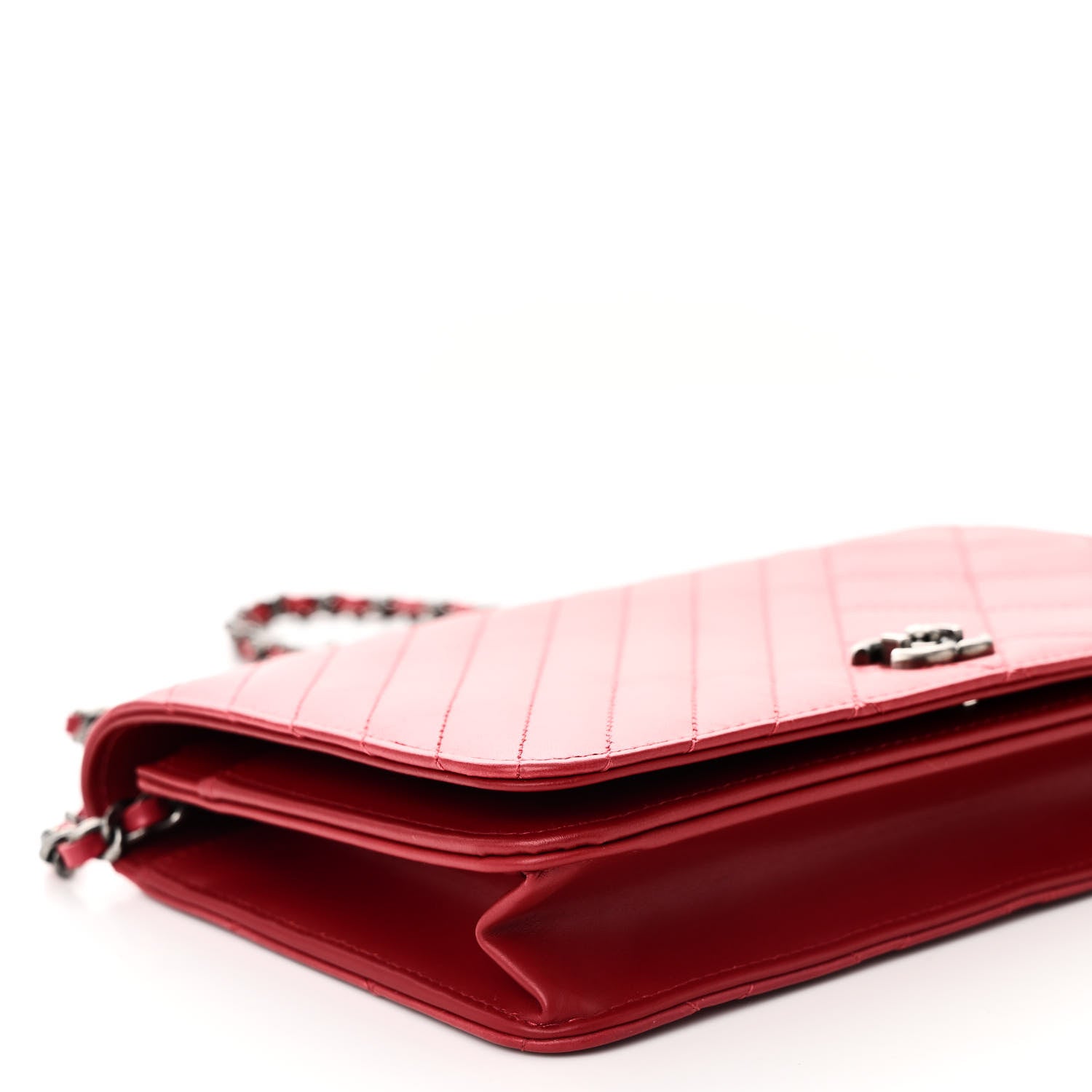 Chanel Glazed Calfskin Quilted Coco Boy Wallet On Chain WOC Red 10 of 11