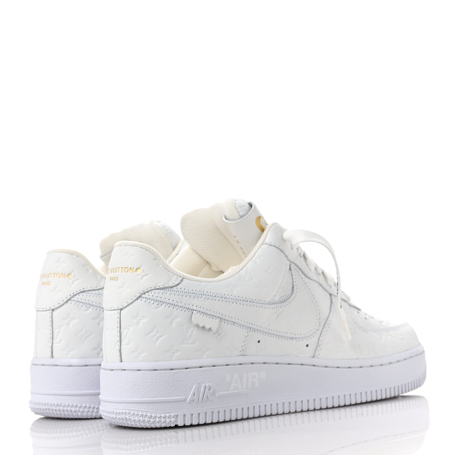 Louis Vuitton X NIKE AIR FORCE 1 Calfskin Monogram Mens Low Top Sneakers 7.5 White 4 of 8