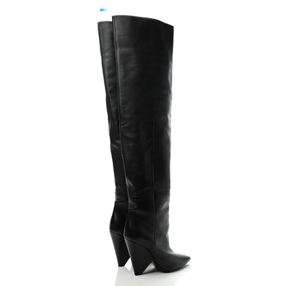 Saint Laurent Calfskin Niki 105 Thigh High Boots 38.5 Black 4 of 7