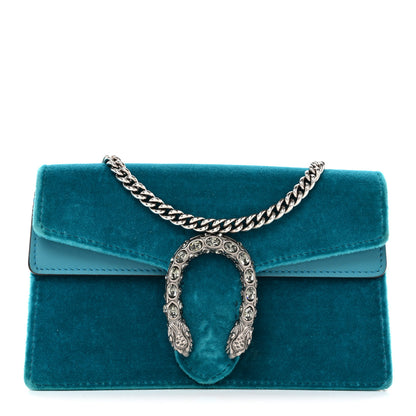 Gucci Velvet Super Mini Dionysus Shoulder Bag Pavone Cyan 1 of 12
