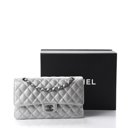 Chanel Metallic Caviar Quilted Medium Double Flap Silver 12 of 12
