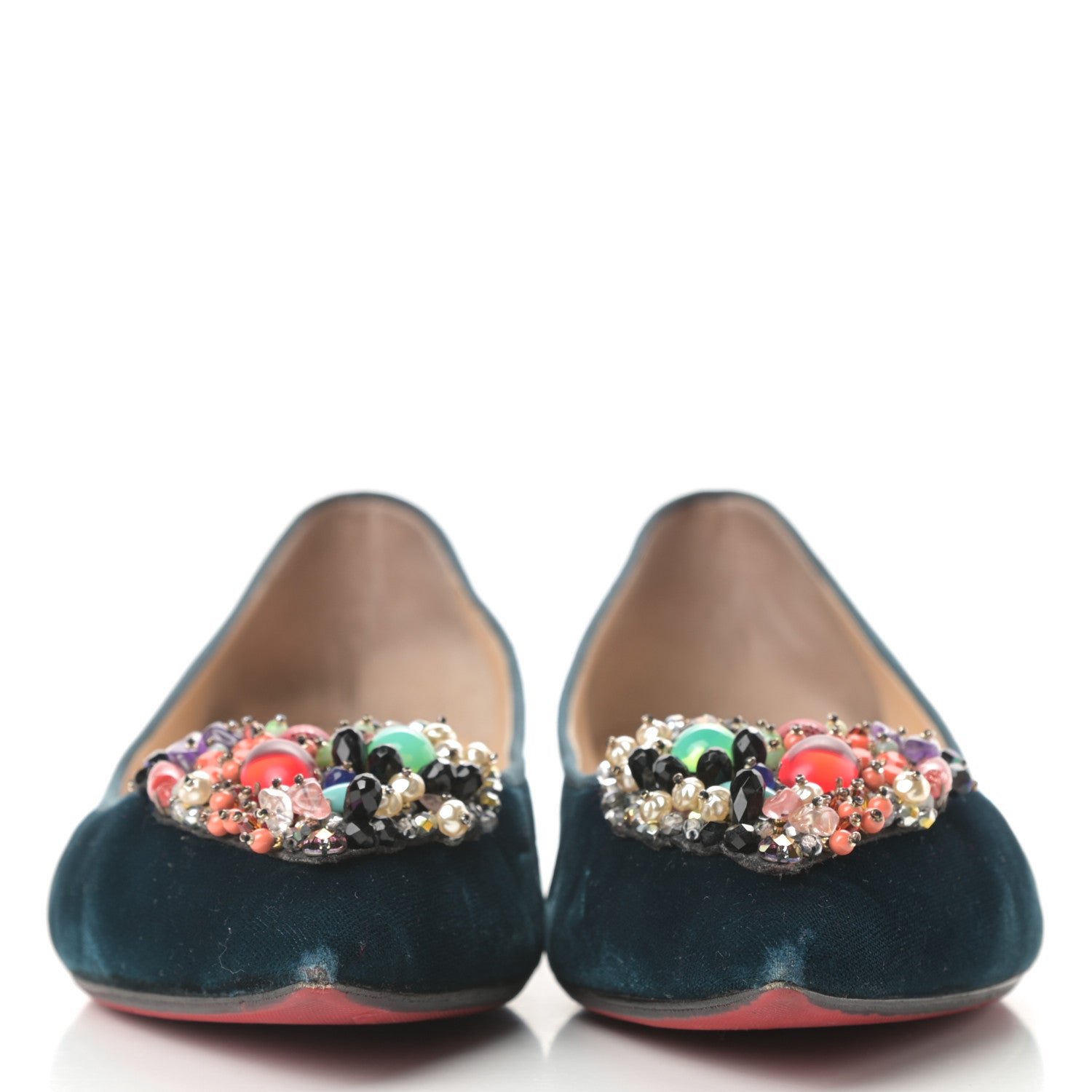 Christian Louboutin Velvet Diva Cora Flats 40 Lagune Multi 2 of 15