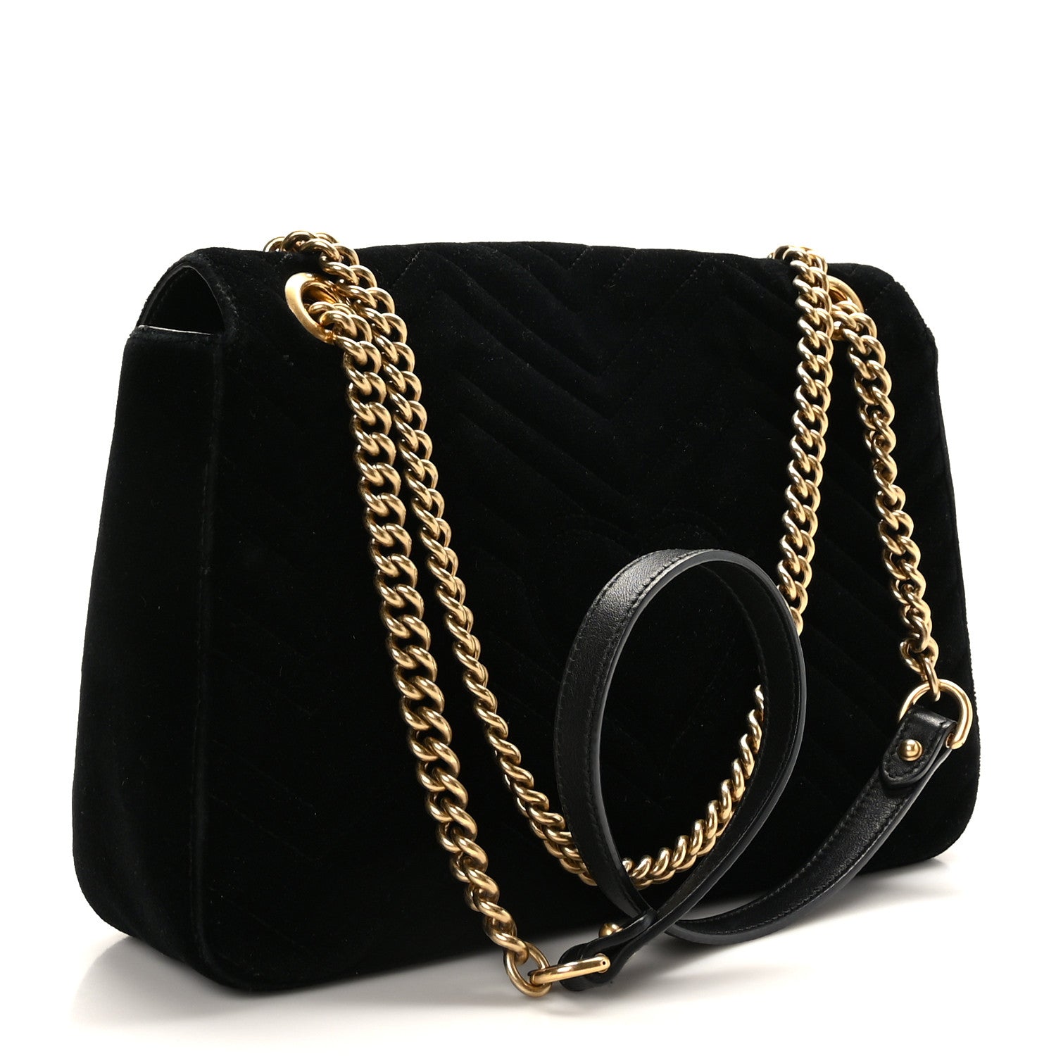 Gucci Velvet Matelasse Medium GG Marmont Shoulder Bag Black 3 of 9