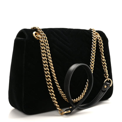 Gucci Velvet Matelasse Medium GG Marmont Shoulder Bag Black 3 of 9