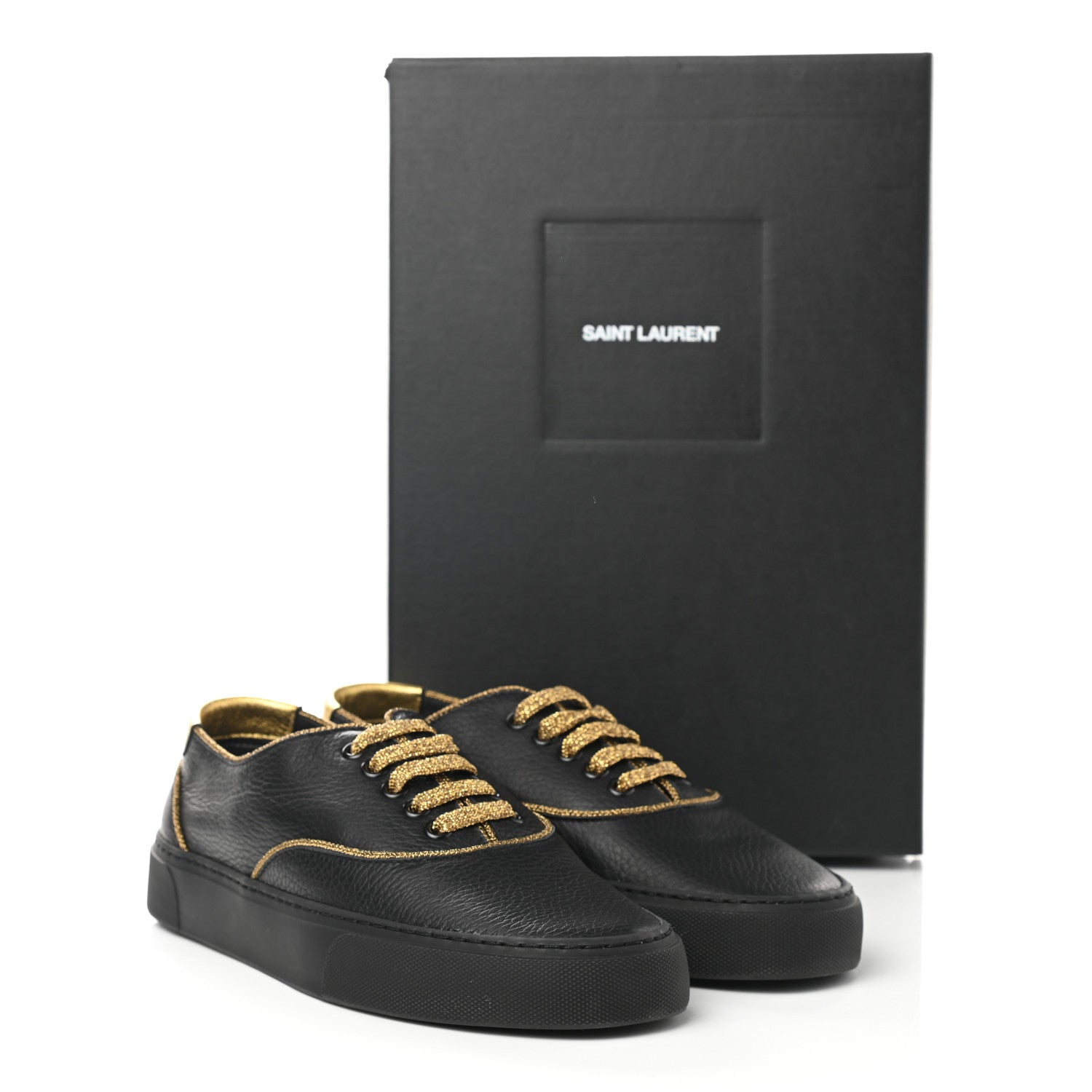 Saint Laurent Nappa Venice Sneakers 37.5 Black Gold 9 of 9