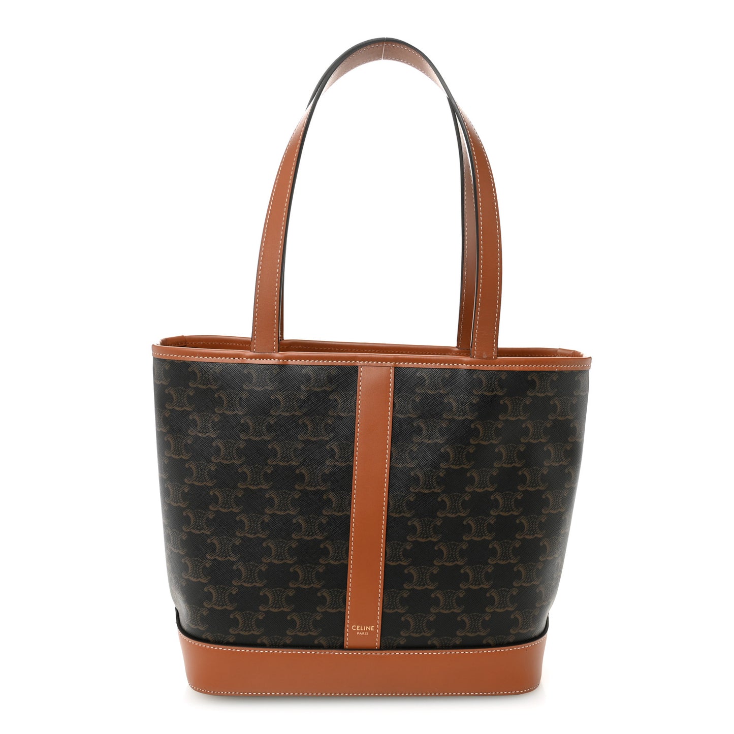 Triomphe Canvas Calfskin Small Cabas Bag Tan