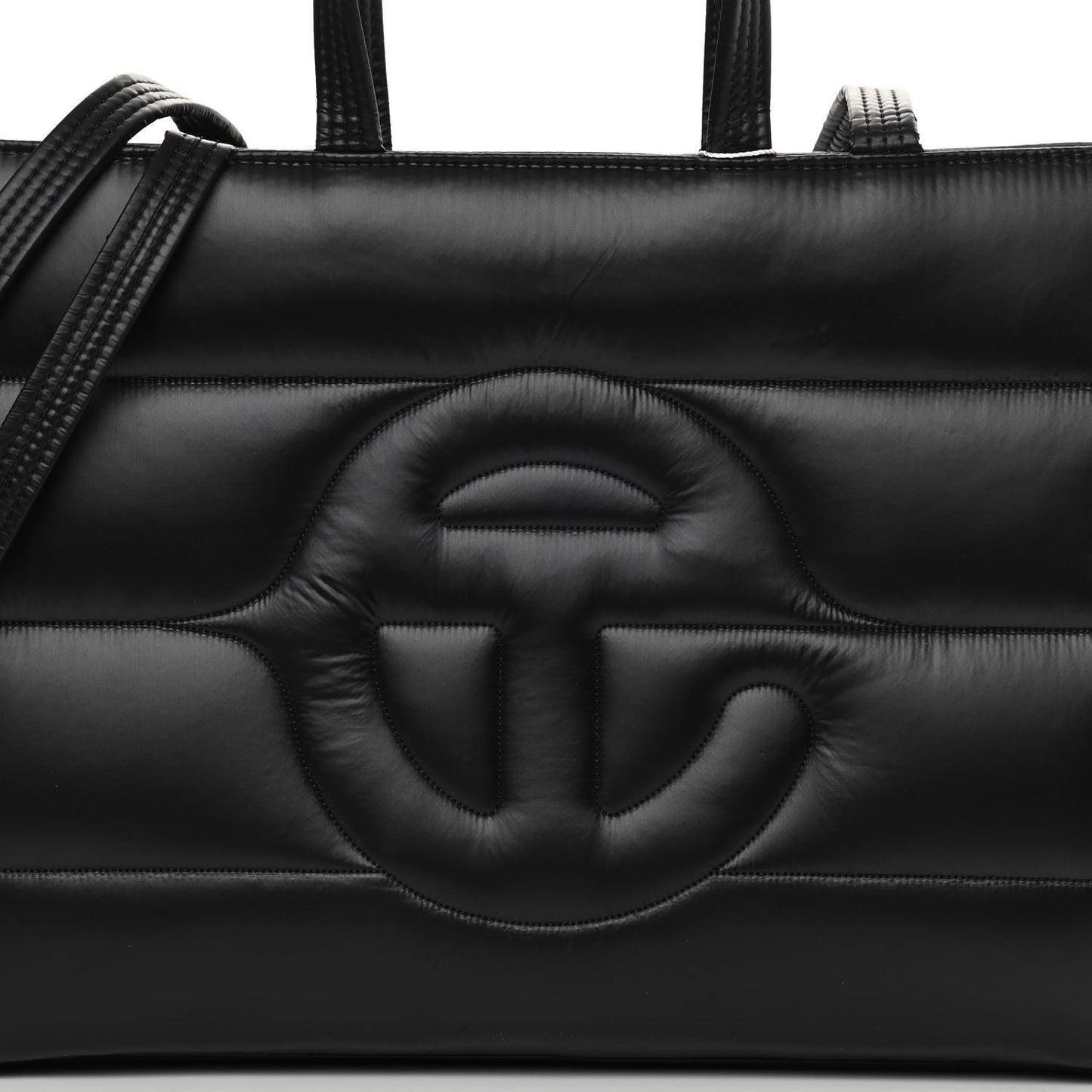 Nylon Medium Puff Shopping Bag Black
