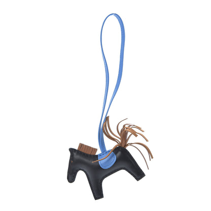 Hermes Milo Lambskin Grigri Rodeo Horse Bag Charm PM Black Gold Bleu Zanzibar 1 of 5