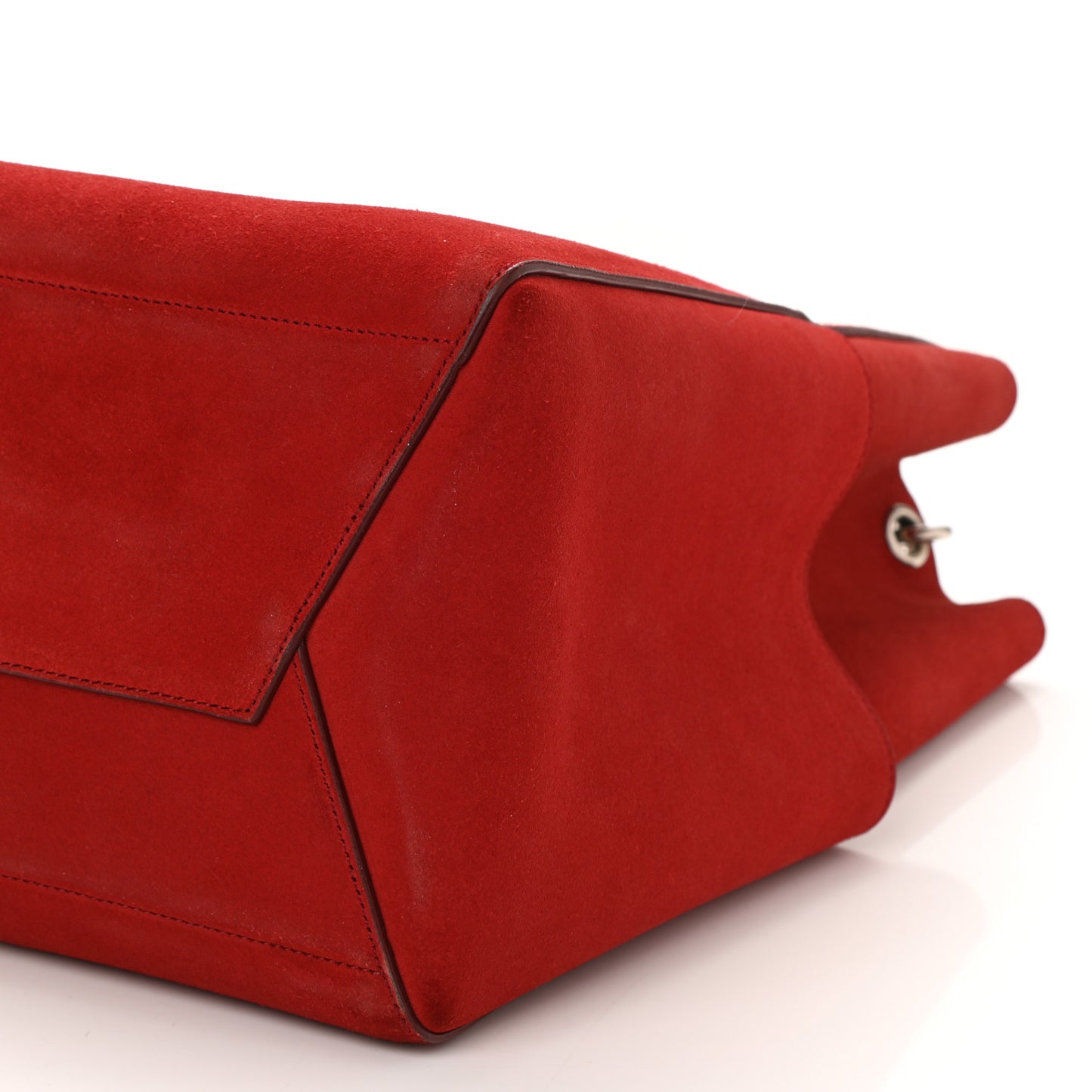 Suede Calfskin Sangle Bucket Bag Red