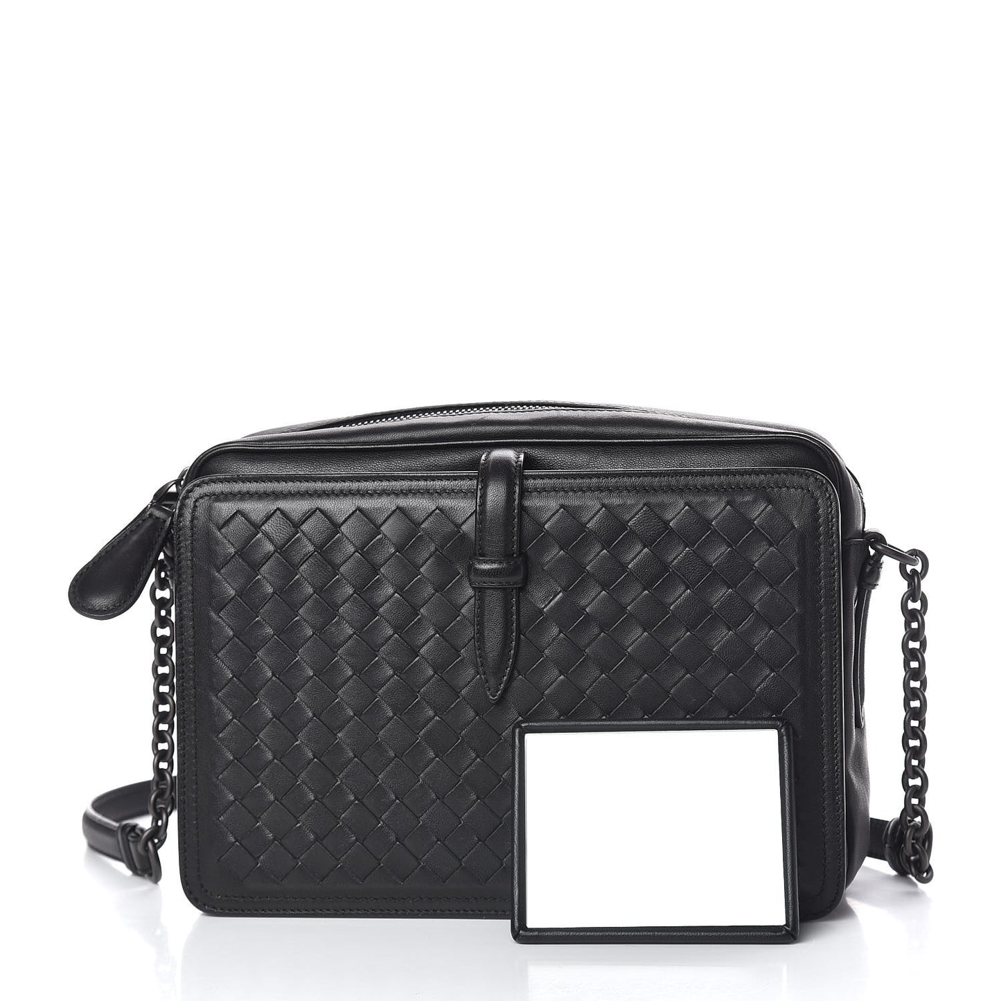 Nappa Intrecciato Medium Camera Shoulder Bag Black
