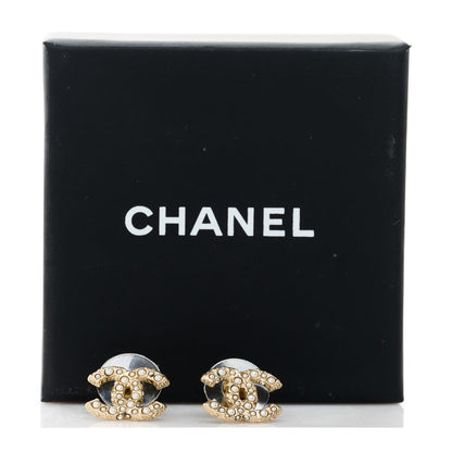 Chanel Pearl Crystal CC Earrings Gold 5 of 5
