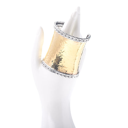 John Hardy Sterling Silver 22K Yellow Gold Wide Classic Chain Palu Cuff Bracelet 2 of 4