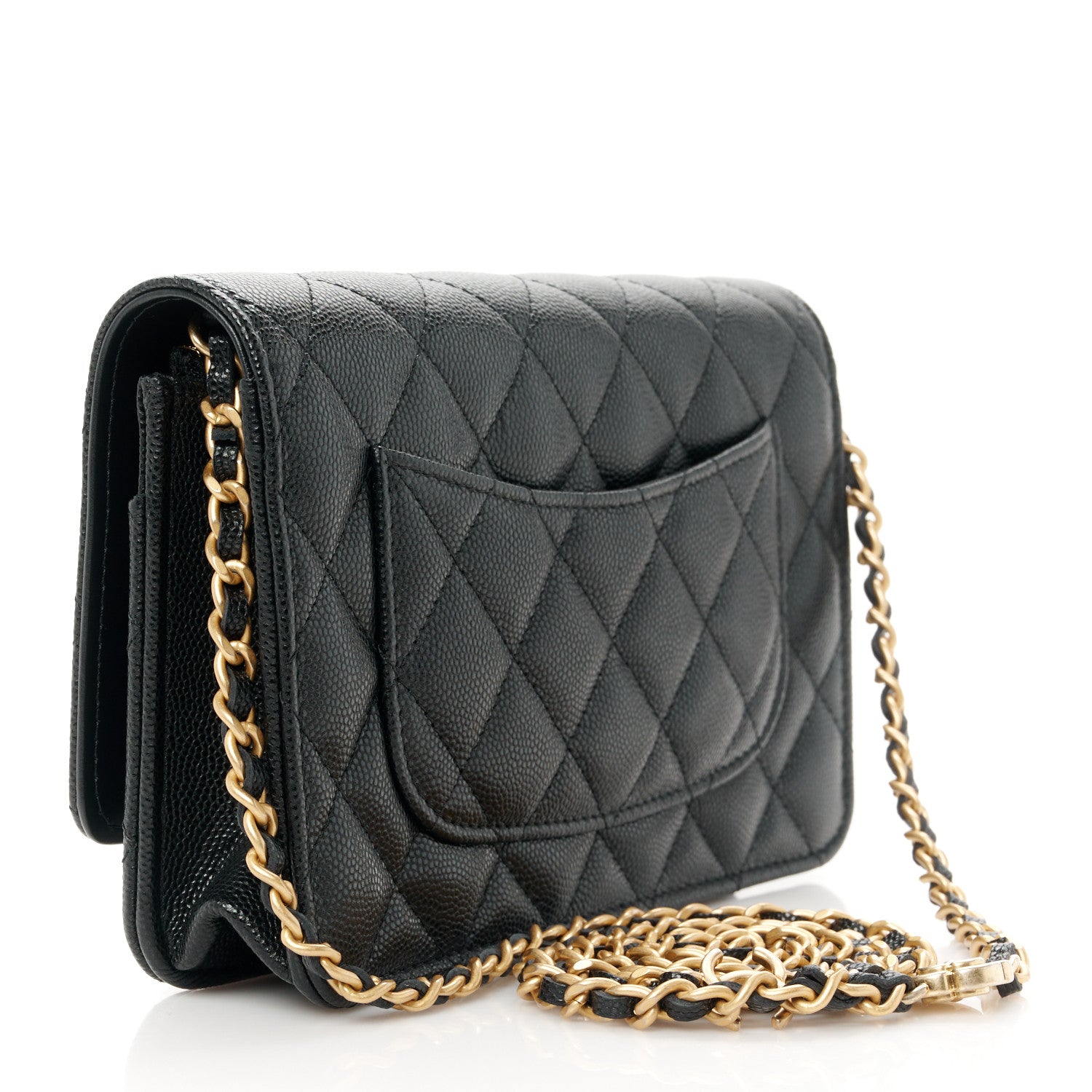 Chanel Caviar Quilted Camellia Wallet On Chain WOC Black 3 of 12
