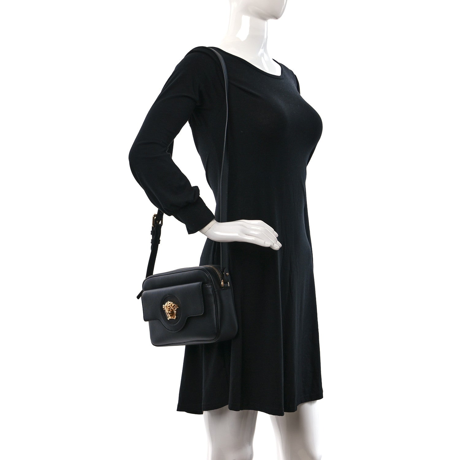 Versace Grained Calfskin Medusa Camera Bag Black 2 of 13