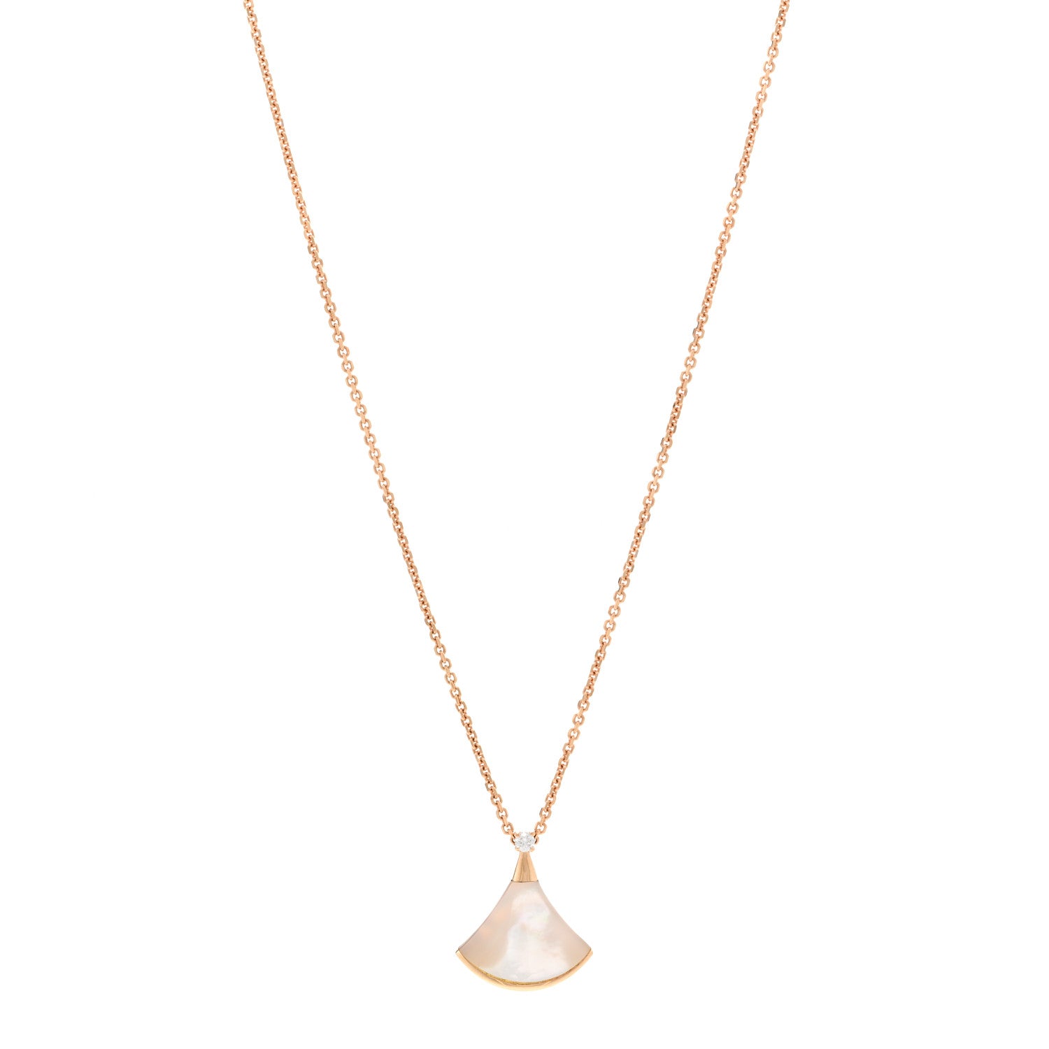 Bulgari 18K Rose Gold Diamond Mother of Pearl Small Divas' Dream Pendant Necklace 1 of 5