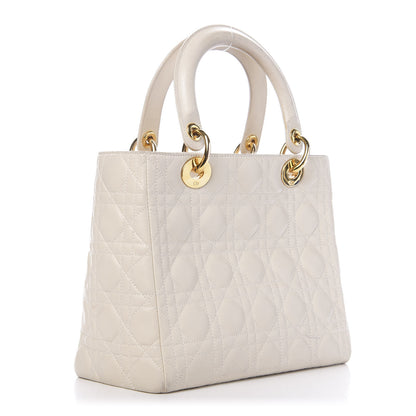 Christian Dior Lambskin Cannage Medium Lady Dior Light Beige 3 of 19