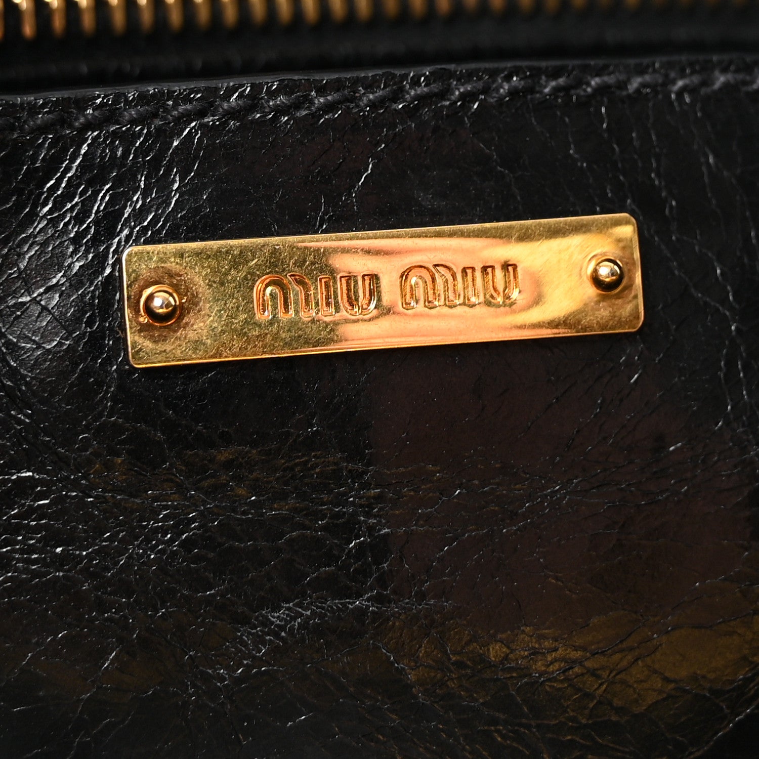 Miu Miu Vitello Shine Top Handle Satchel Black 6 of 9