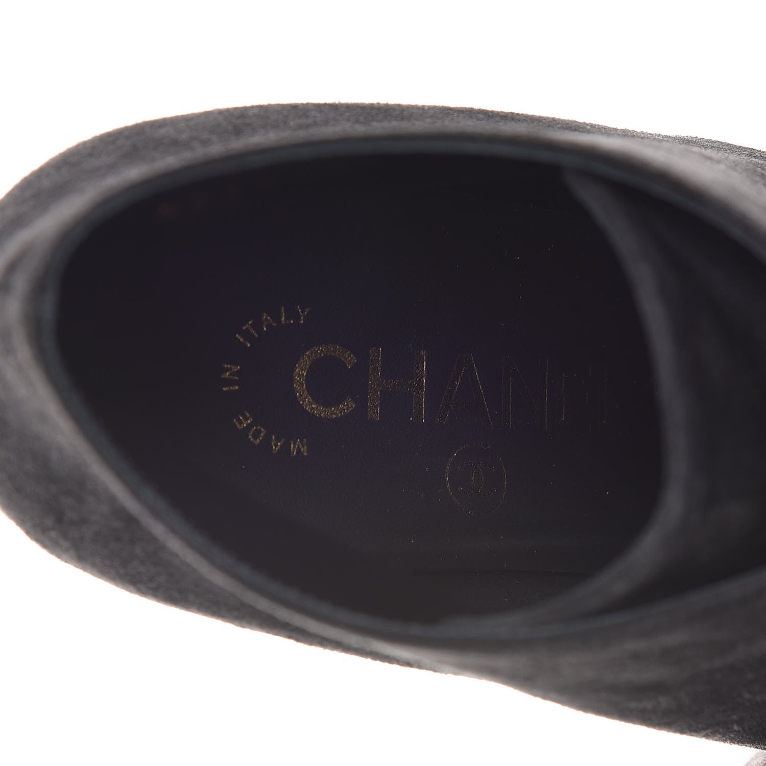 Chanel Suede Grosgrain Pearl Lace Up Booties 35.5 Black 7 of 9