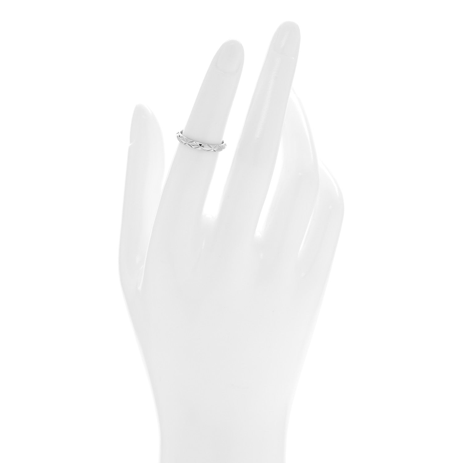 Chanel Platinum Small Matelasse Ring 49 4.75 2 of 4