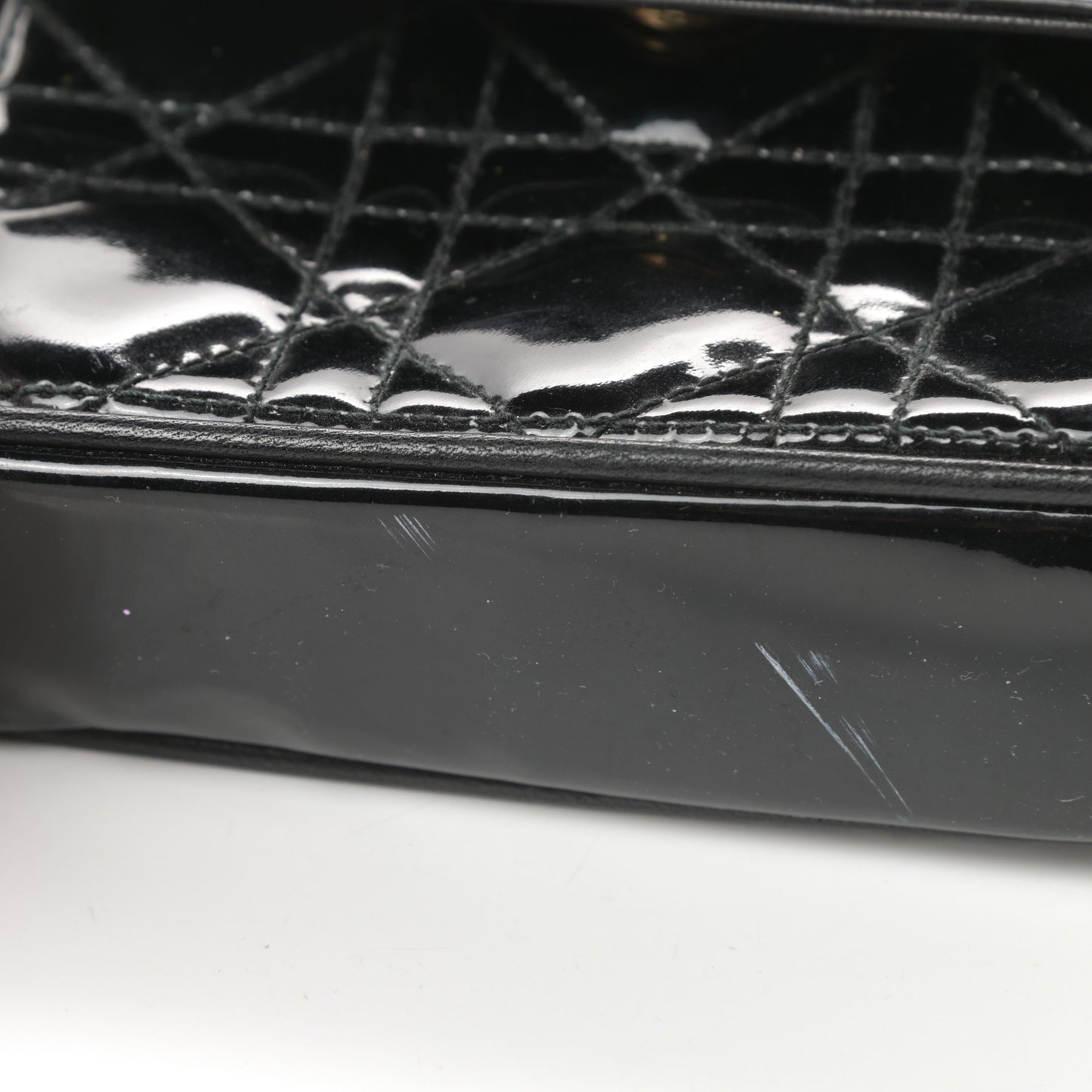 Patent Cannage Mini Crossbody Pouch Black