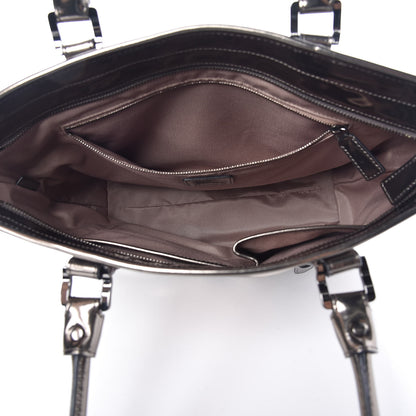 Burberry Patent Supernova Check Medium Denham Tote Dark Nickel 5 of 12