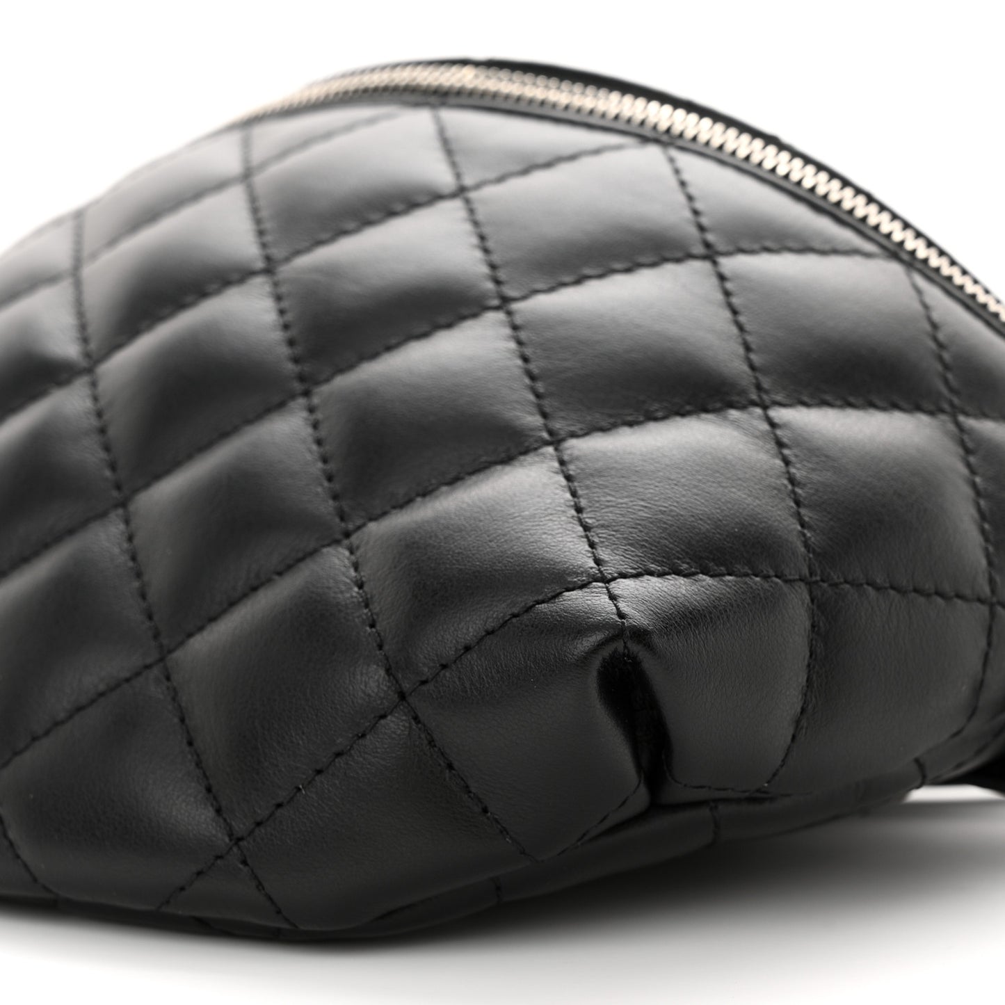 Calfskin Quilted Waist Belt Bag Black