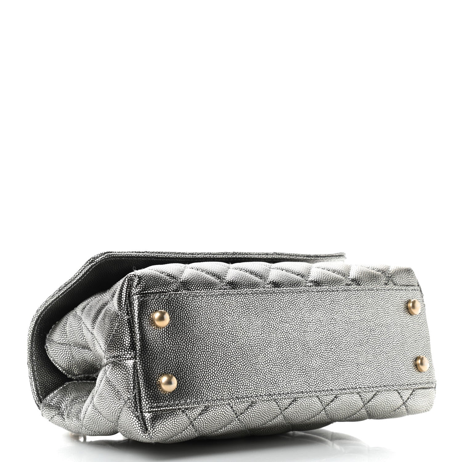 Chanel Metallic Caviar Quilted Mini Coco Handle Flap Silver 4 of 9