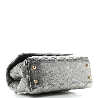 Chanel Metallic Caviar Quilted Mini Coco Handle Flap Silver 4 of 9