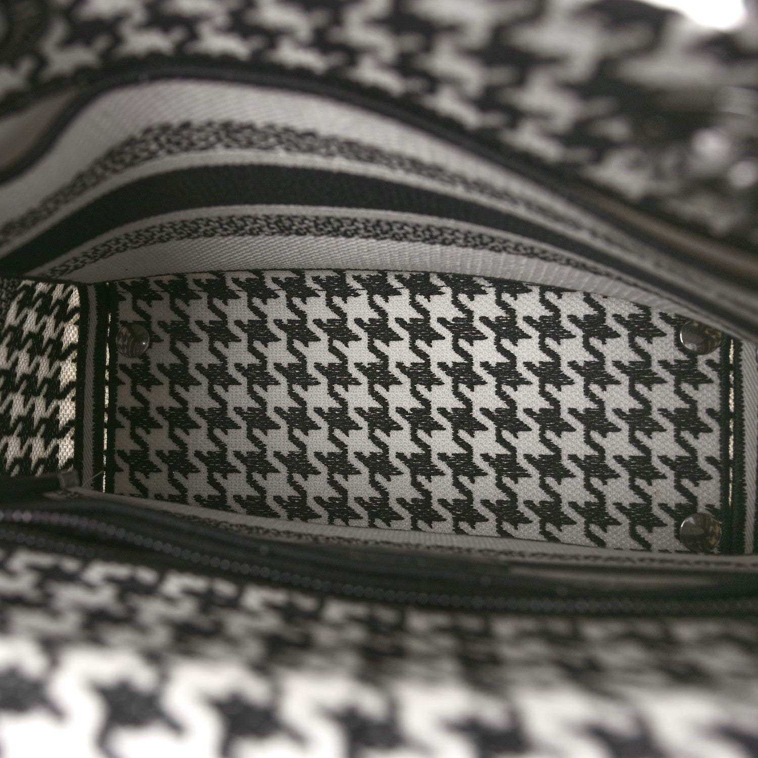 Christian Dior Canvas Houndstooth Embroidered Medium Lady D-Lite Black White 5 of 8